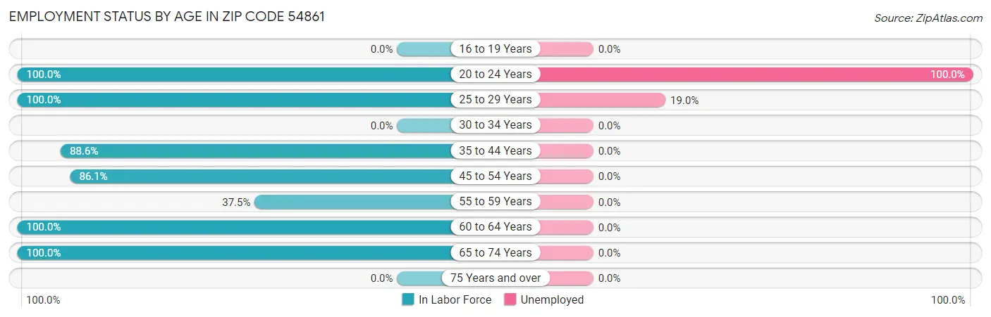 Employment Status by Age in Zip Code 54861