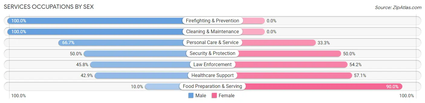 Services Occupations by Sex in Zip Code 54864