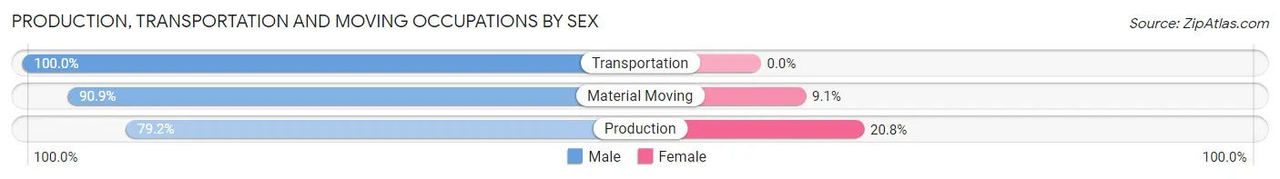 Production, Transportation and Moving Occupations by Sex in Zip Code 54865