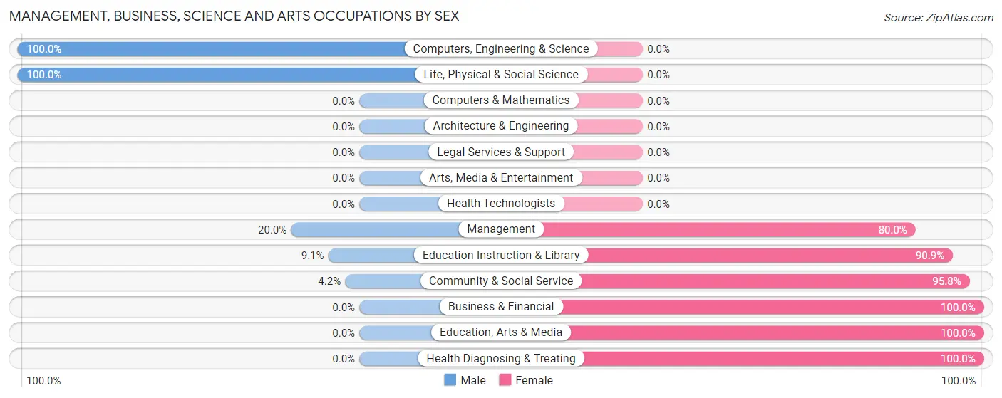 Management, Business, Science and Arts Occupations by Sex in Zip Code 54867