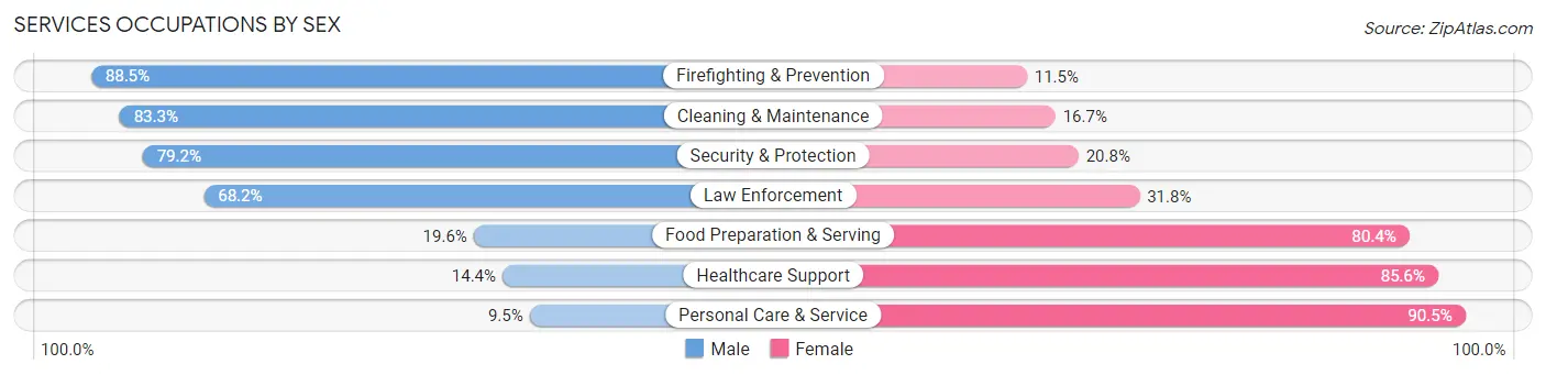 Services Occupations by Sex in Zip Code 54893