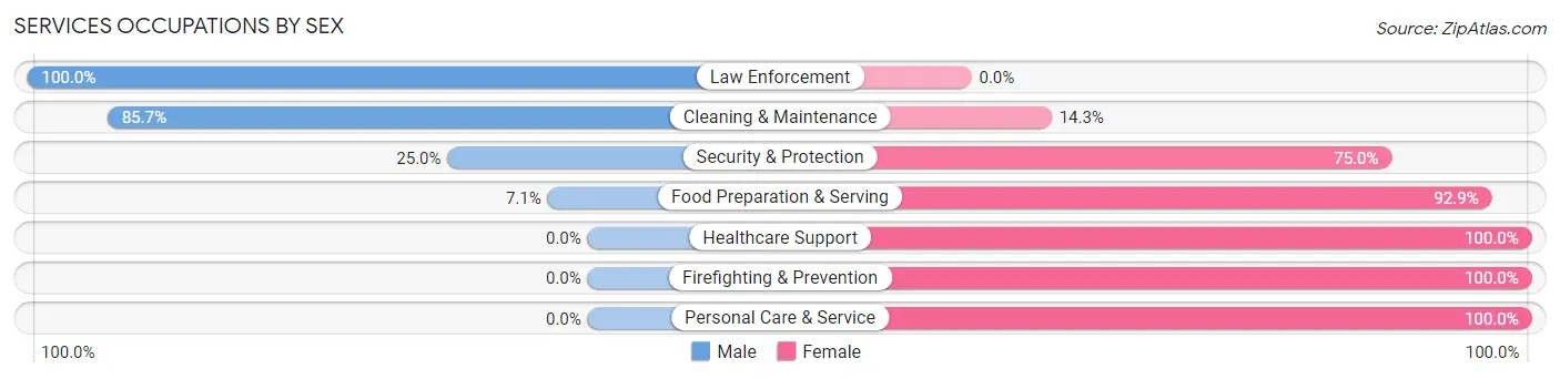 Services Occupations by Sex in Zip Code 54895
