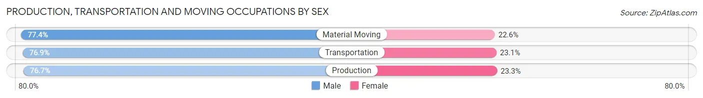 Production, Transportation and Moving Occupations by Sex in Zip Code 54901