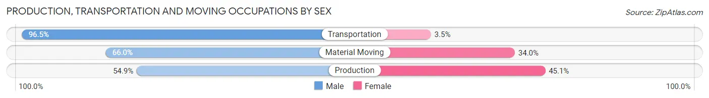 Production, Transportation and Moving Occupations by Sex in Zip Code 54921