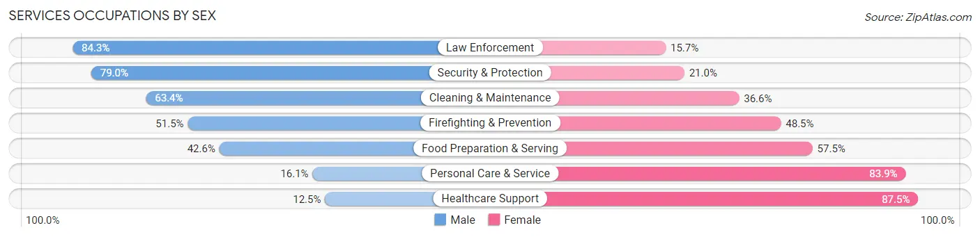 Services Occupations by Sex in Zip Code 54935