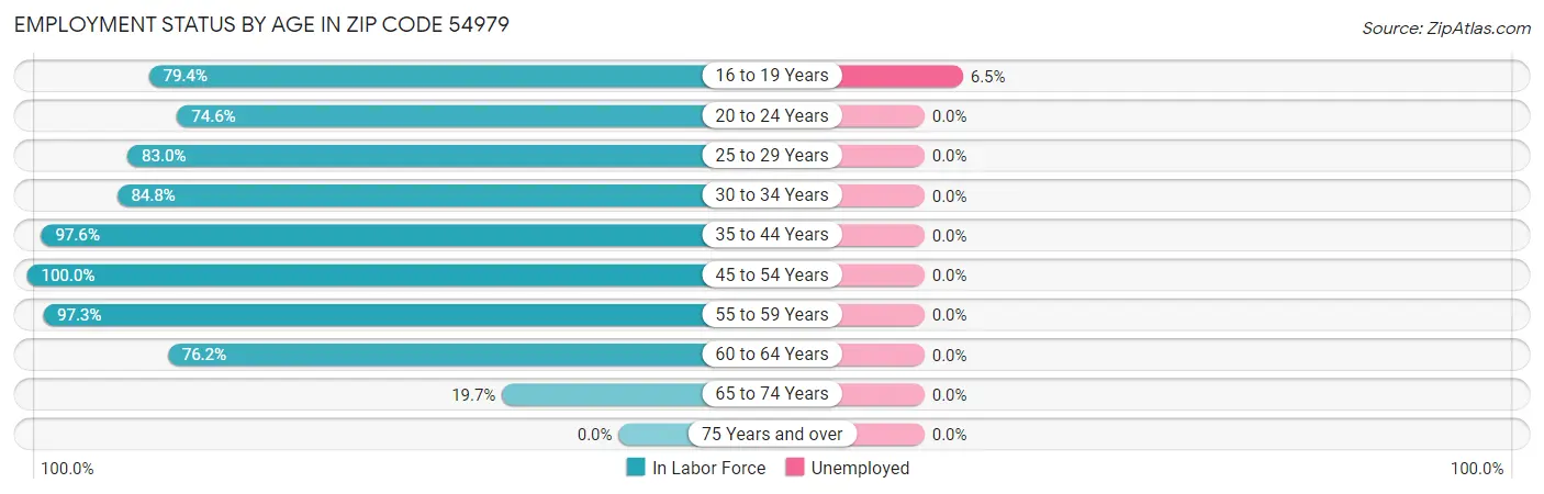 Employment Status by Age in Zip Code 54979