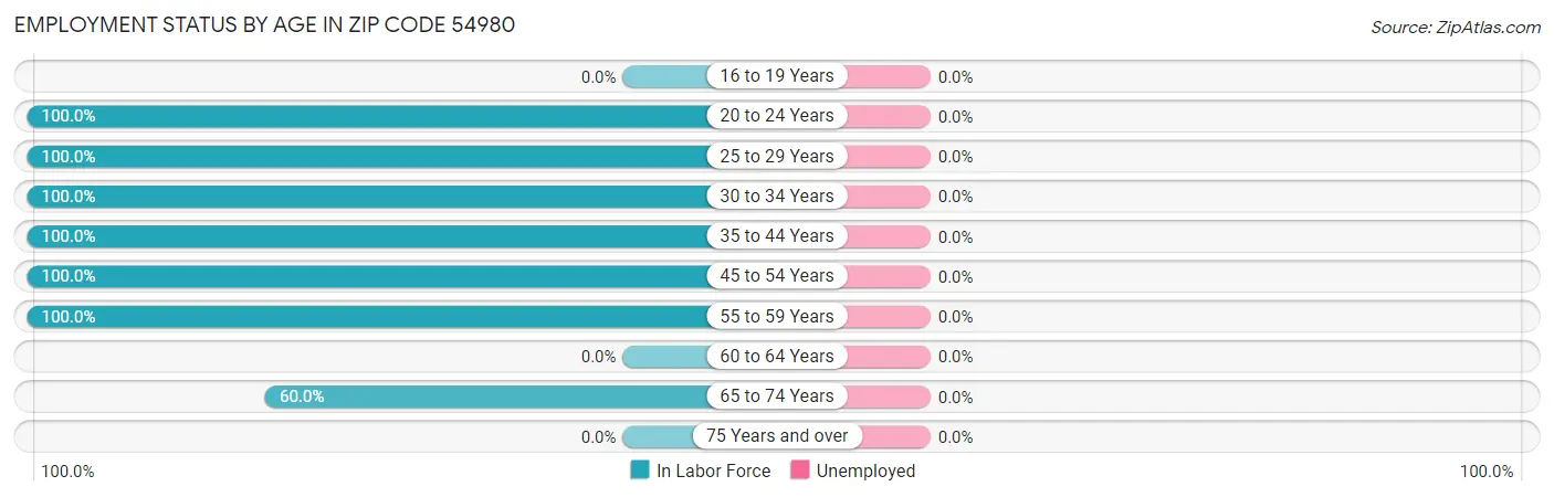 Employment Status by Age in Zip Code 54980
