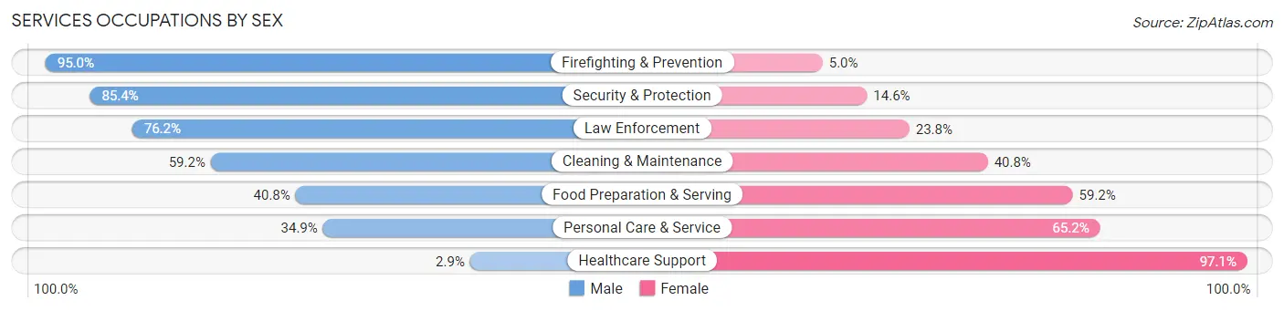 Services Occupations by Sex in Zip Code 54982