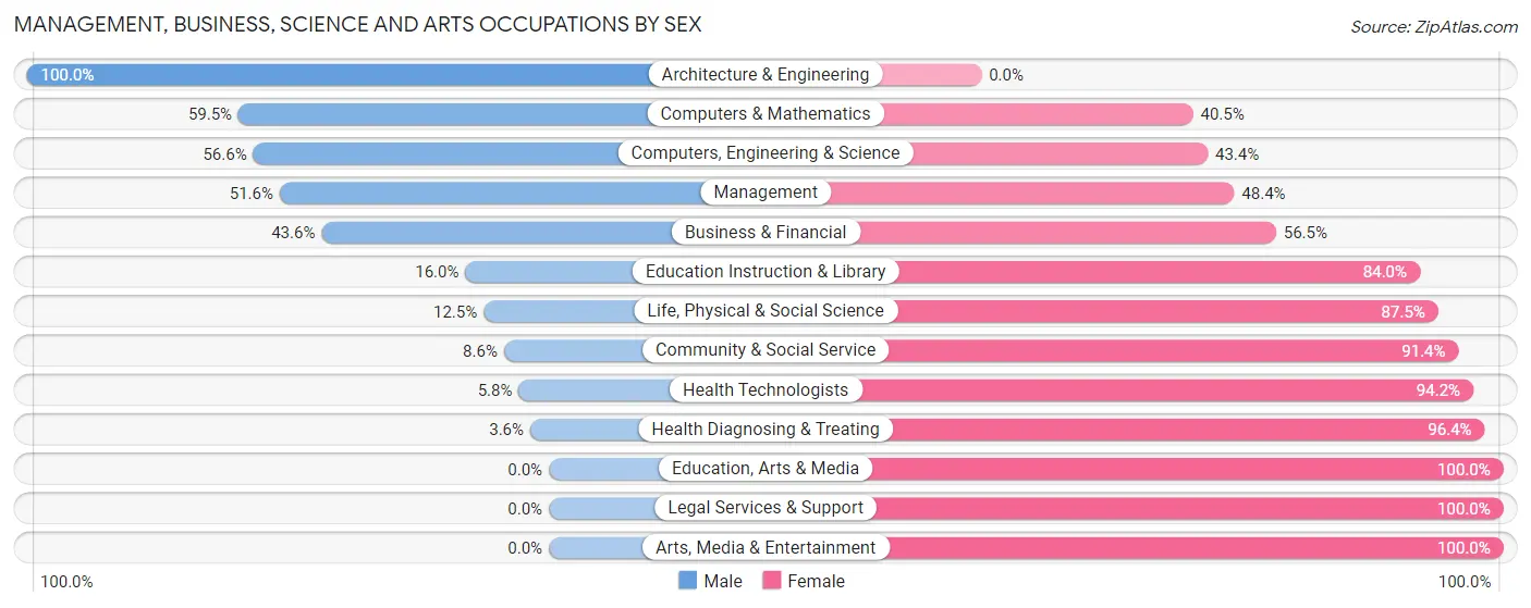Management, Business, Science and Arts Occupations by Sex in Zip Code 55032