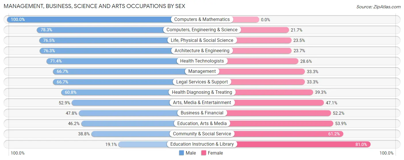 Management, Business, Science and Arts Occupations by Sex in Zip Code 55047