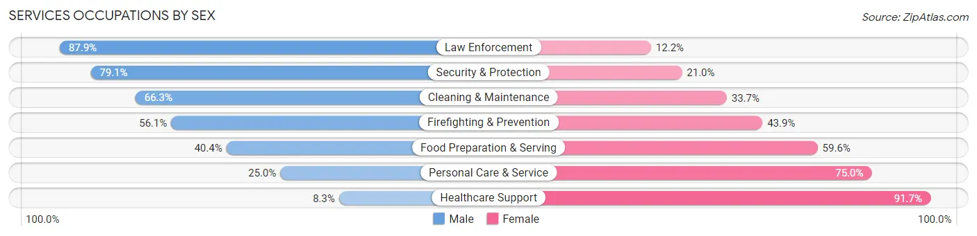 Services Occupations by Sex in Zip Code 55057