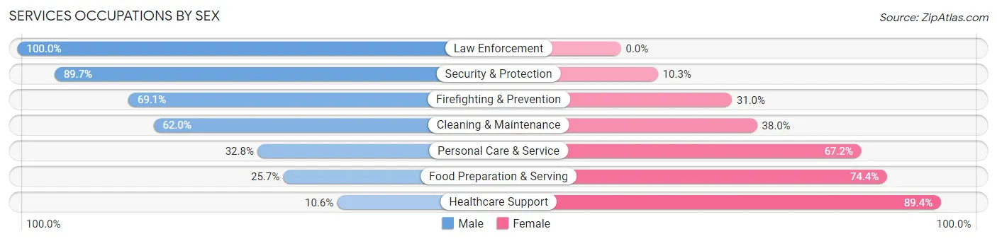 Services Occupations by Sex in Zip Code 55063