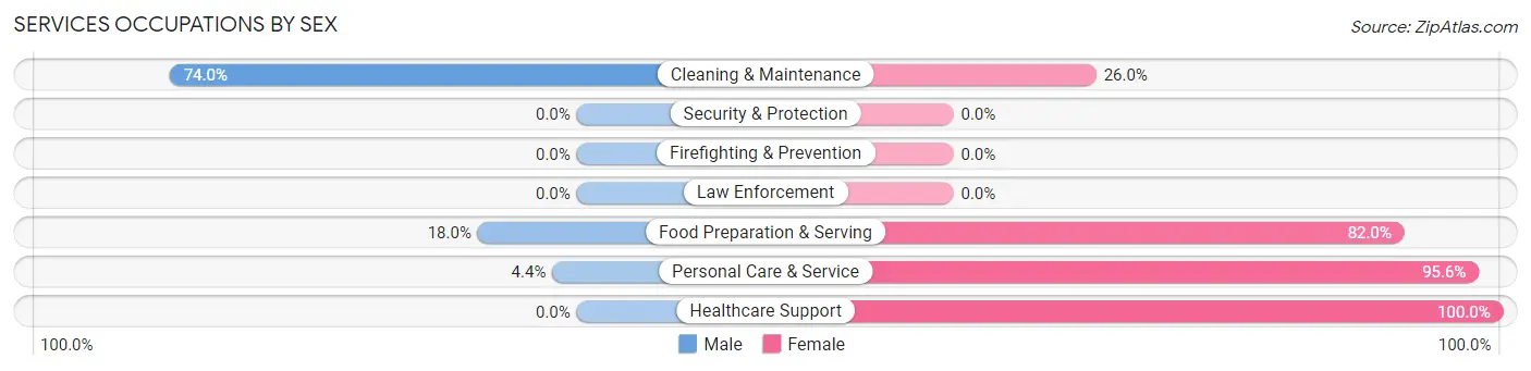 Services Occupations by Sex in Zip Code 55070
