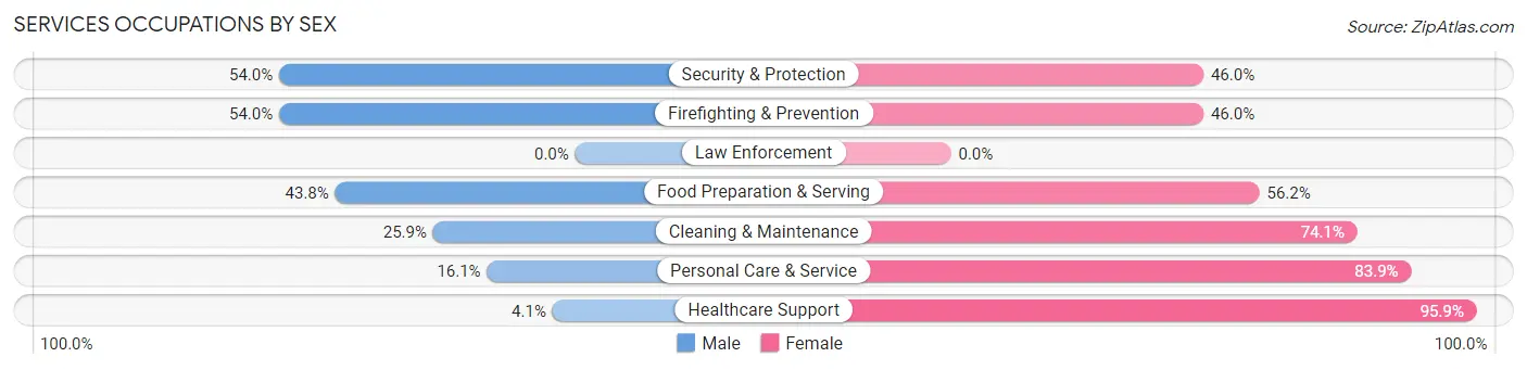 Services Occupations by Sex in Zip Code 55077