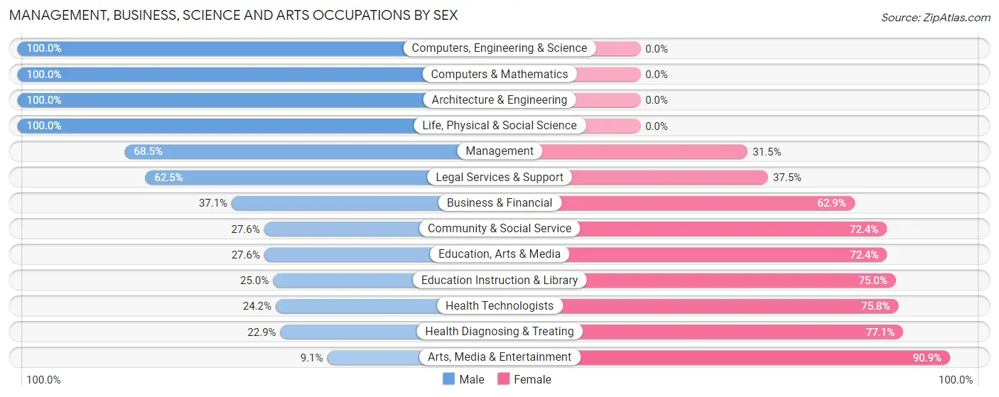 Management, Business, Science and Arts Occupations by Sex in Zip Code 55089