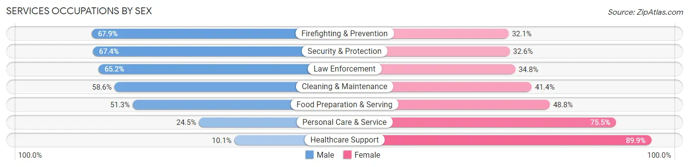 Services Occupations by Sex in Zip Code 55105