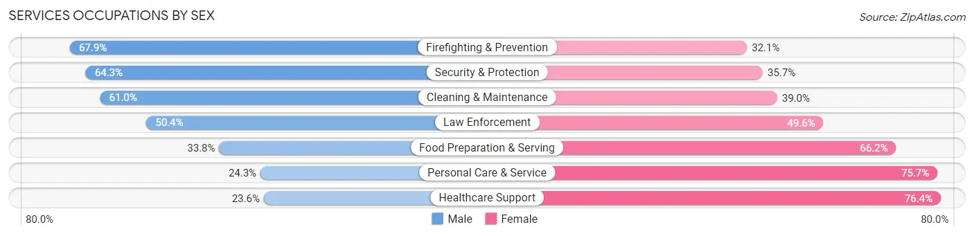 Services Occupations by Sex in Zip Code 55106