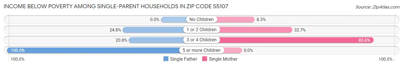 Income Below Poverty Among Single-Parent Households in Zip Code 55107
