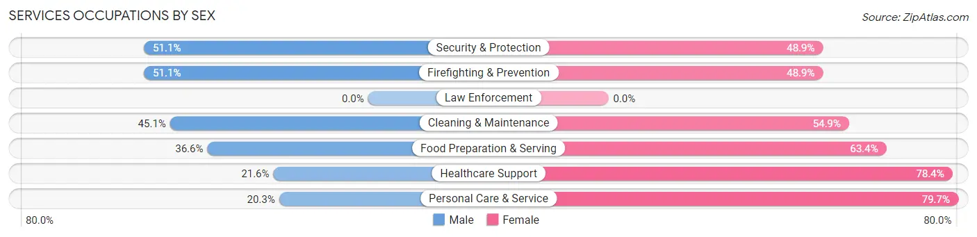 Services Occupations by Sex in Zip Code 55107