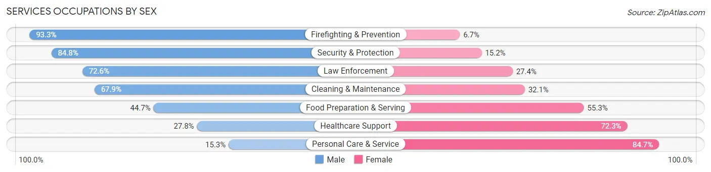 Services Occupations by Sex in Zip Code 55110