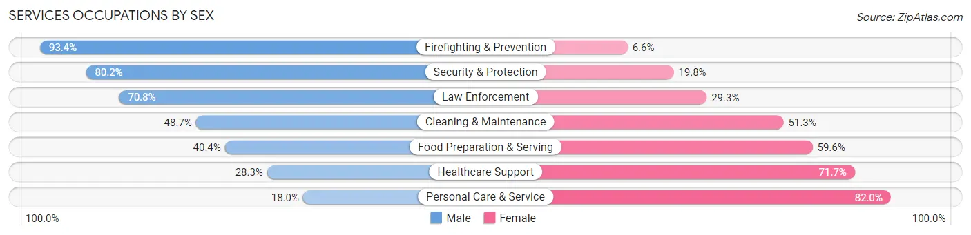 Services Occupations by Sex in Zip Code 55128
