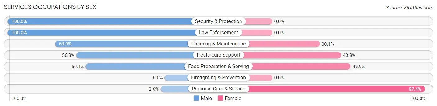 Services Occupations by Sex in Zip Code 55305