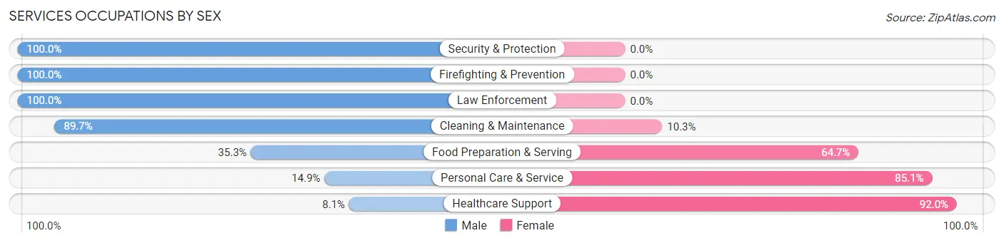 Services Occupations by Sex in Zip Code 55307