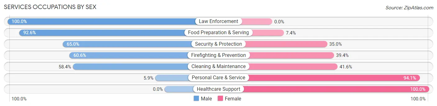 Services Occupations by Sex in Zip Code 55308