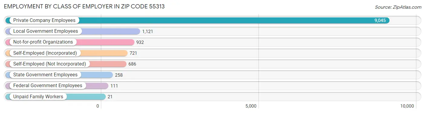 Employment by Class of Employer in Zip Code 55313