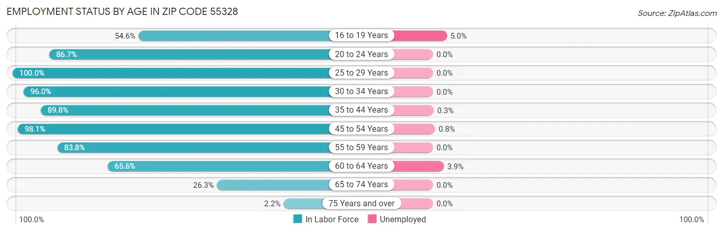 Employment Status by Age in Zip Code 55328