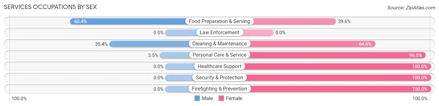 Services Occupations by Sex in Zip Code 55328