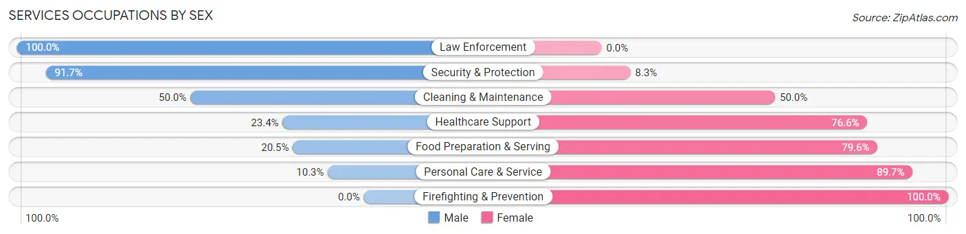 Services Occupations by Sex in Zip Code 55332