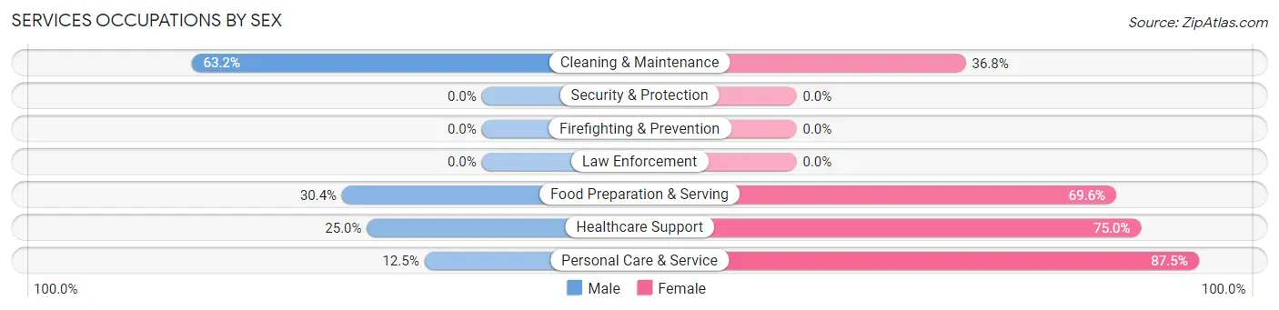 Services Occupations by Sex in Zip Code 55333