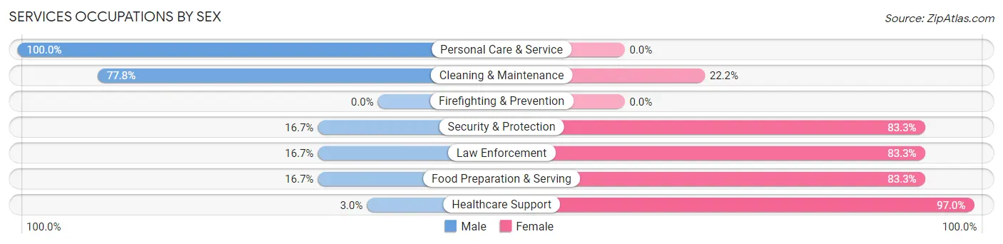 Services Occupations by Sex in Zip Code 55335