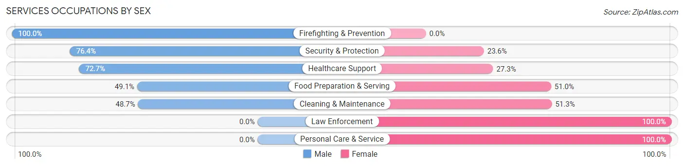 Services Occupations by Sex in Zip Code 55344