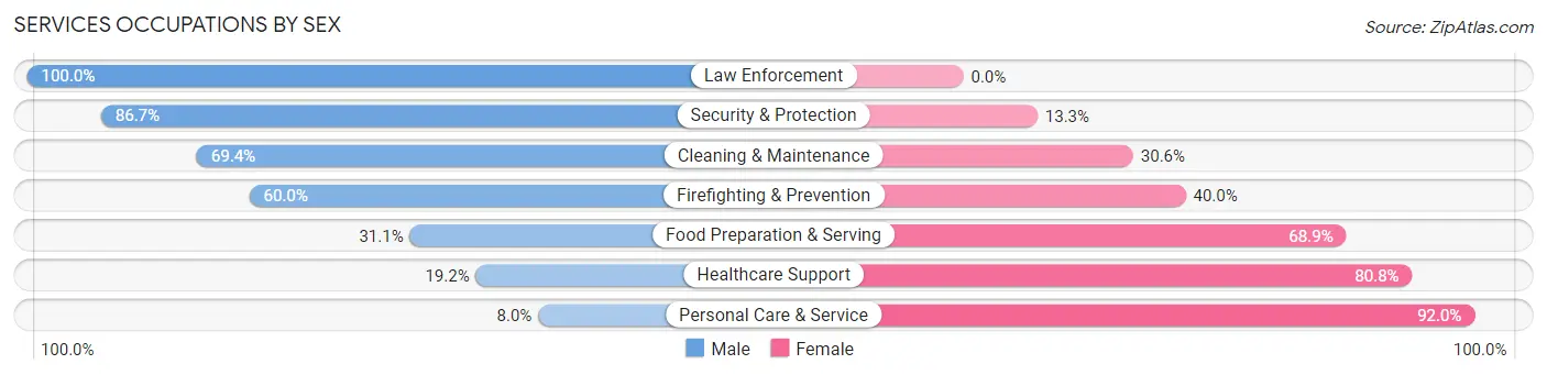 Services Occupations by Sex in Zip Code 55353