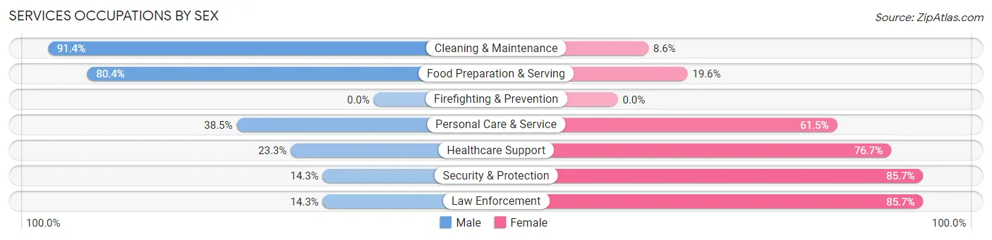 Services Occupations by Sex in Zip Code 55356