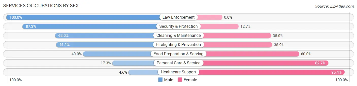 Services Occupations by Sex in Zip Code 55362