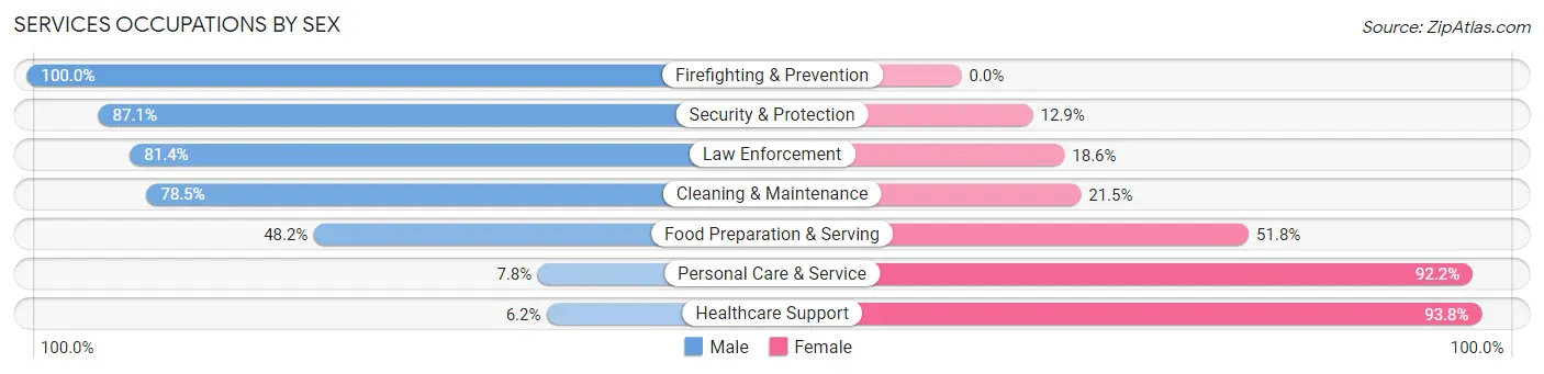 Services Occupations by Sex in Zip Code 55369