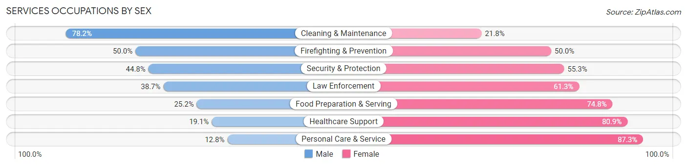 Services Occupations by Sex in Zip Code 55371