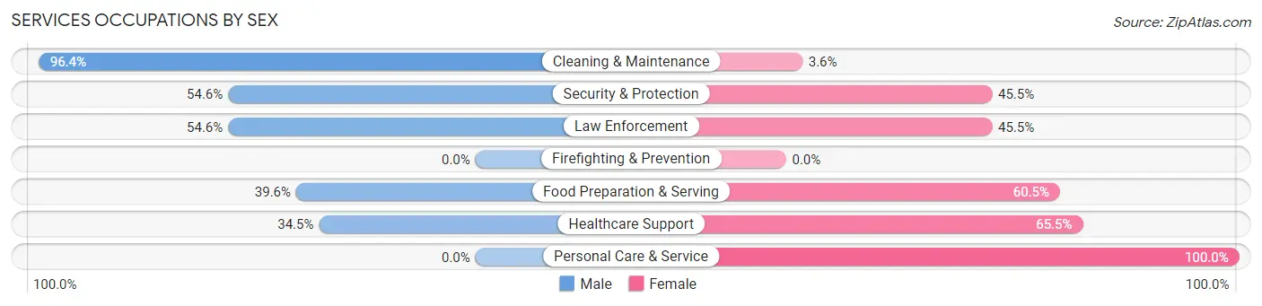 Services Occupations by Sex in Zip Code 55373