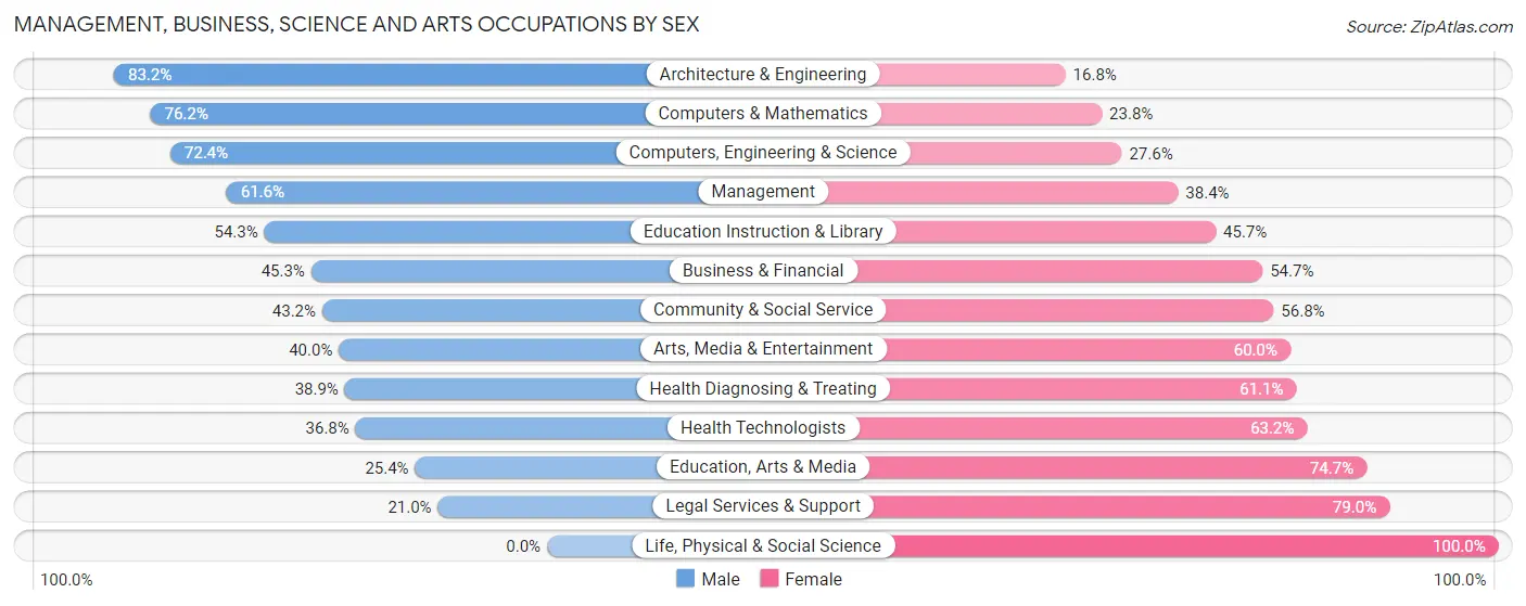 Management, Business, Science and Arts Occupations by Sex in Zip Code 55374