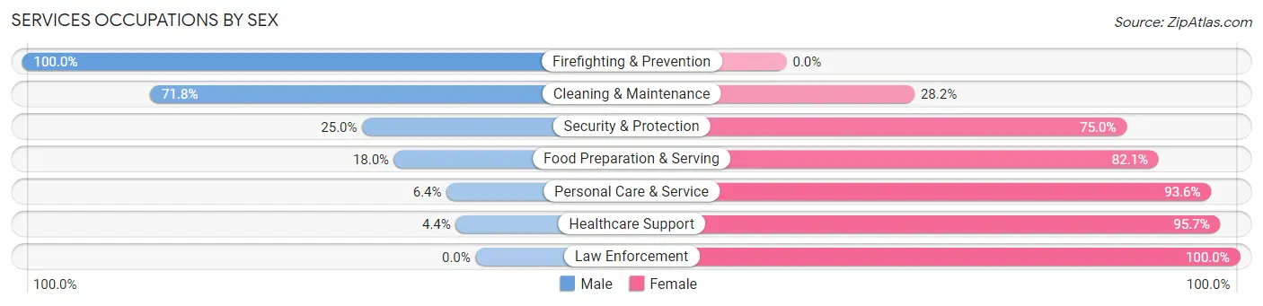 Services Occupations by Sex in Zip Code 55382