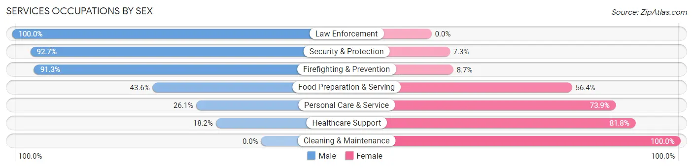 Services Occupations by Sex in Zip Code 55401