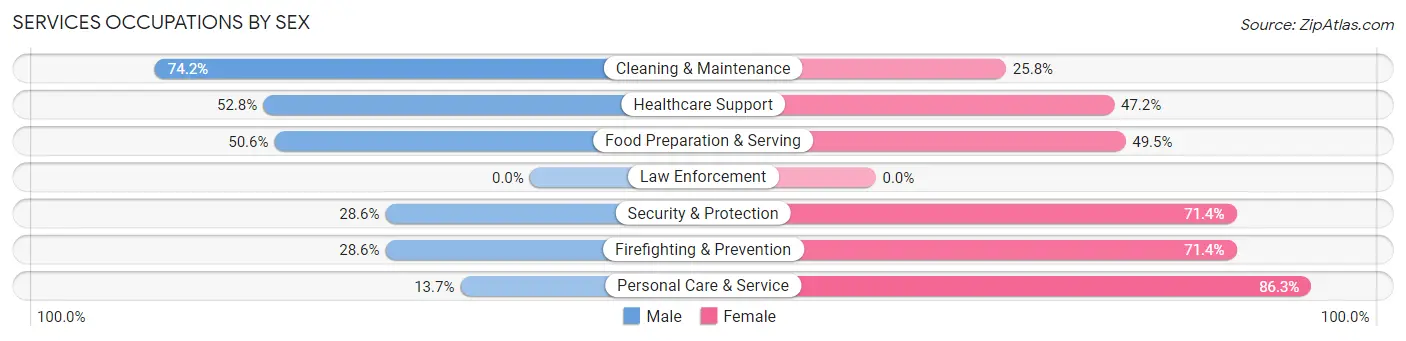 Services Occupations by Sex in Zip Code 55409