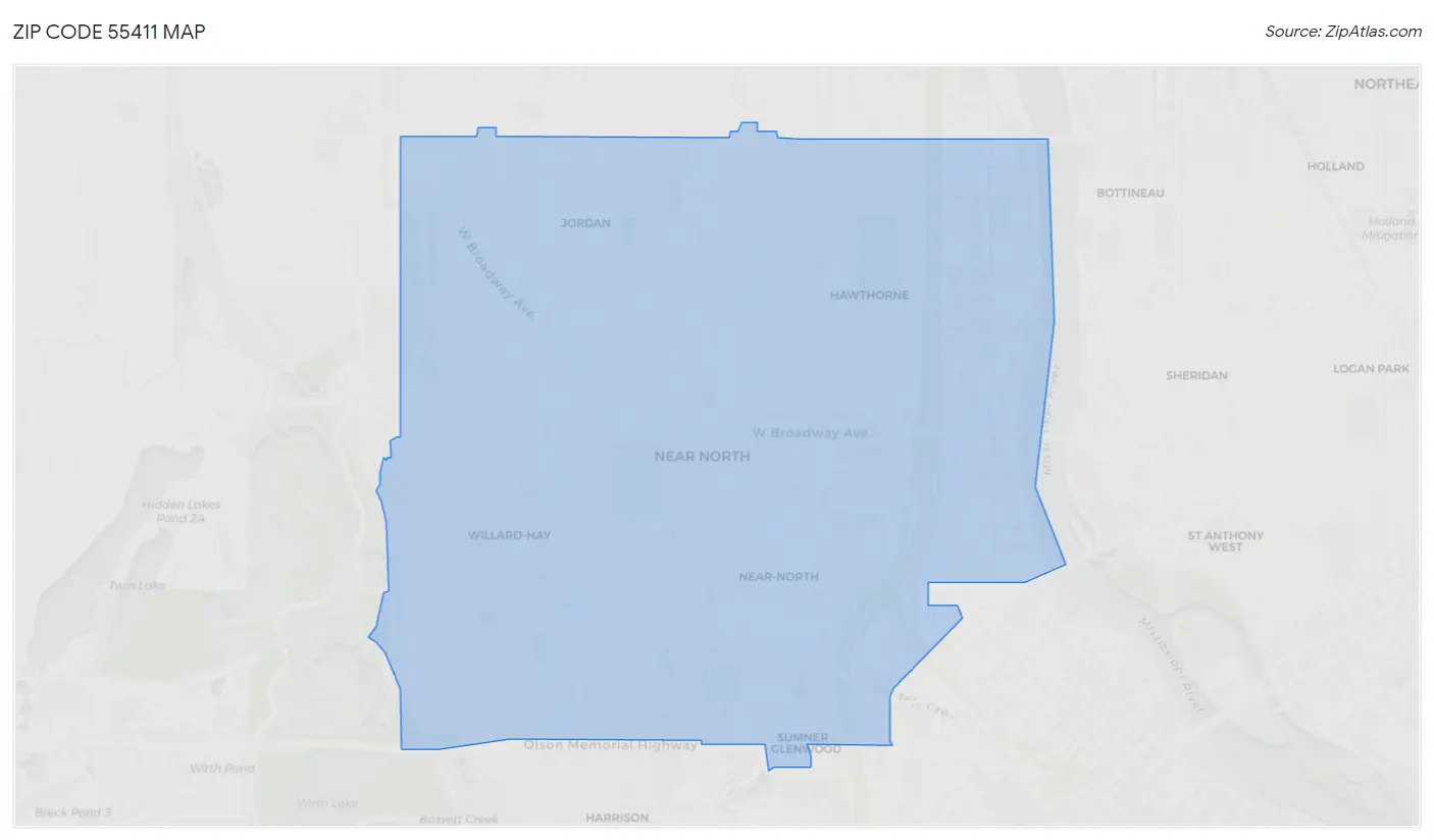 Zip Code 55411 Map