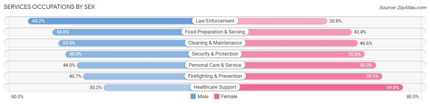 Services Occupations by Sex in Zip Code 55413