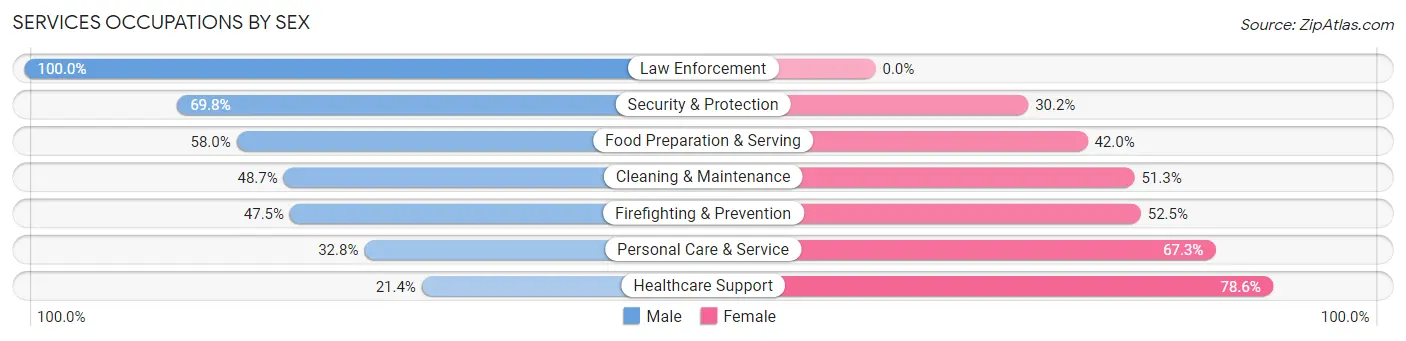 Services Occupations by Sex in Zip Code 55419