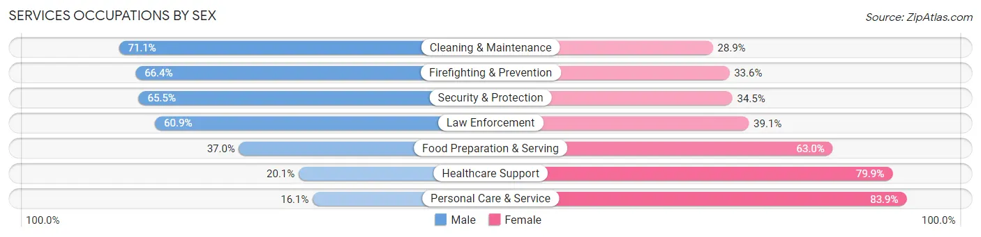 Services Occupations by Sex in Zip Code 55431