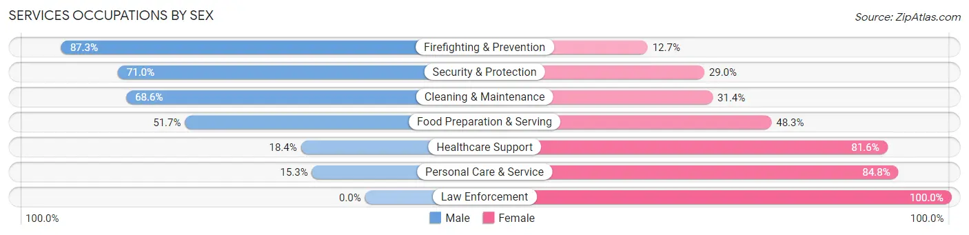 Services Occupations by Sex in Zip Code 55438